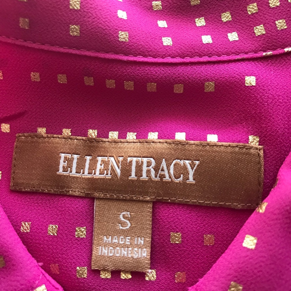 Ellen Tracy Button Down Pink & Gold Shirt Small - Picture 6 of 6